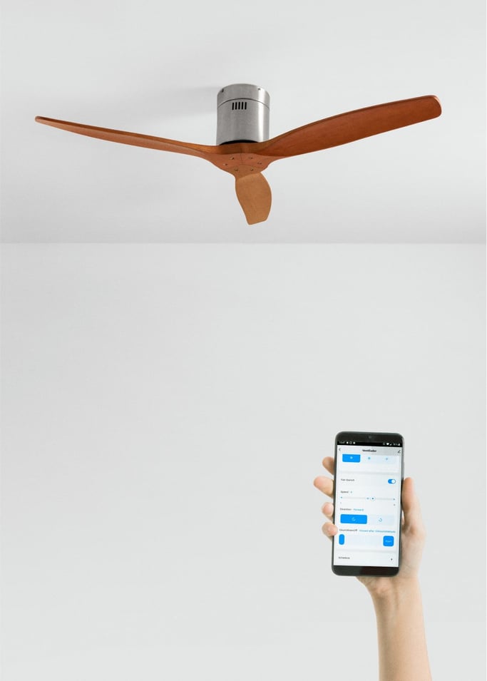 WIND CALM NATURAL WOOD - Ventilatore da soffitto 40W silenzioso 100% legno varie dimensioni, Immagine di galleria 1