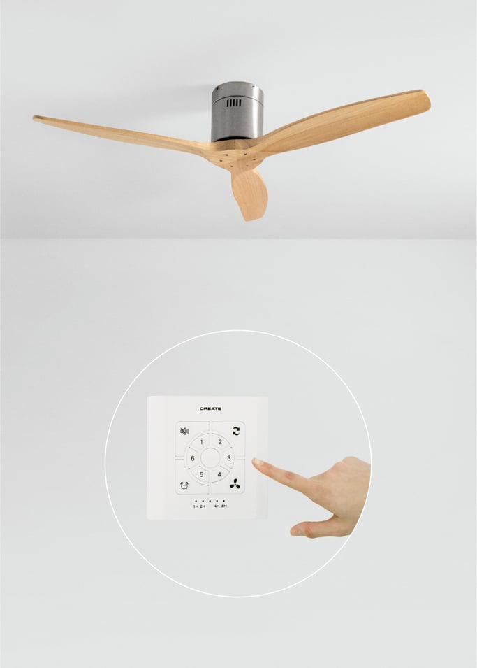 WIND CALM NATURAL WOOD - Ventilatore da soffitto 40W silenzioso 100% legno varie dimensioni, Immagine di galleria 1