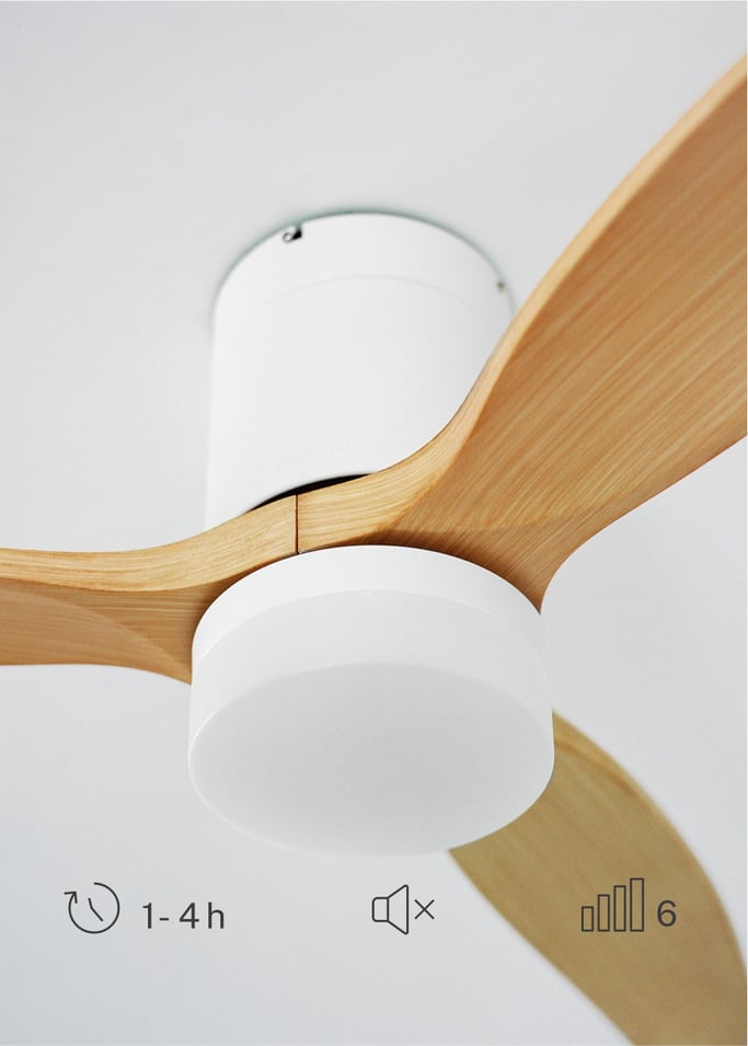 WIND CALM NATURAL WOOD - Ventilatore da soffitto 40W silenzioso 100% legno varie dimensioni, Immagine di galleria 2