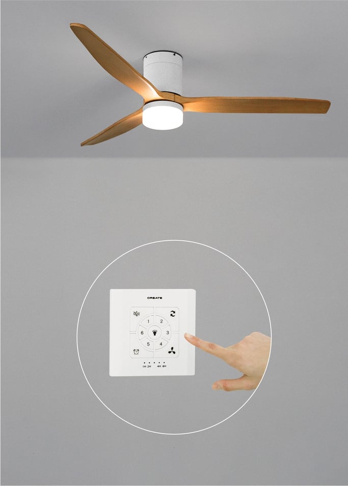 WIND CALM NATURAL WOOD - Ventilatore da soffitto 40W silenzioso 100% legno varie dimensioni, Immagine di galleria 1