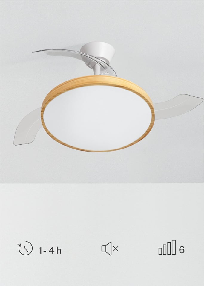 WIND CLEAR STUDIO - Ventilatore da soffitto 40W silenzioso con pale retrattili e luce LED, varie dimensioni, Immagine di galleria 5