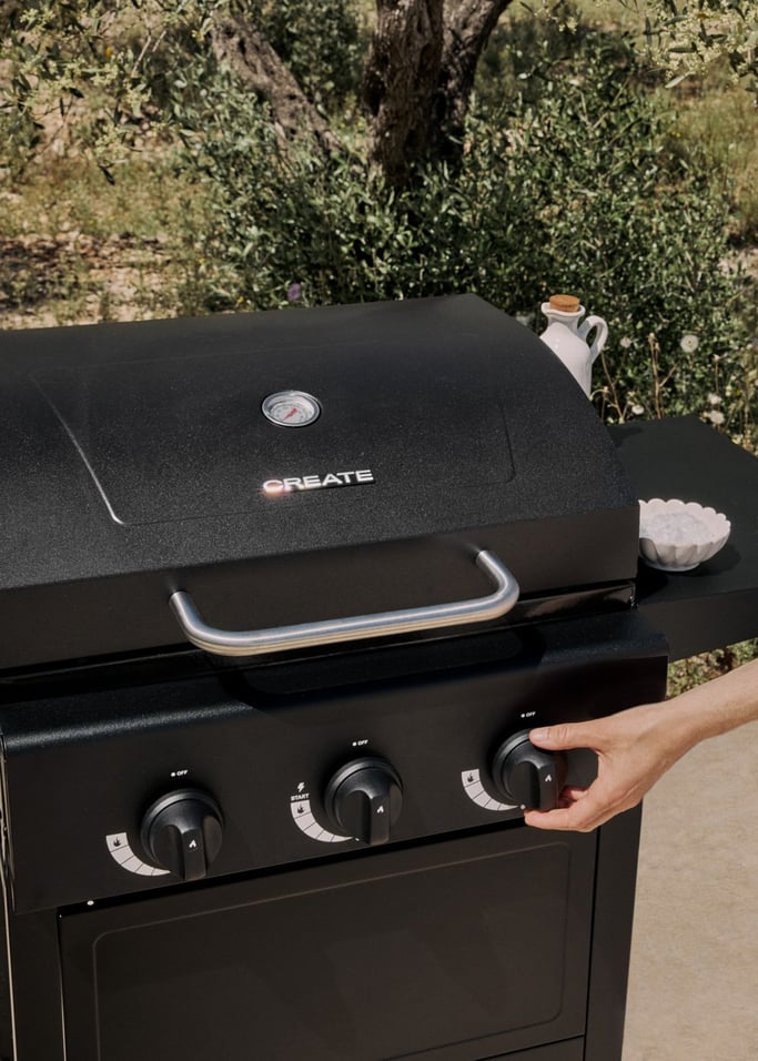 BBQ GAS BURNER - Barbecue a gas 9kW con 3 bruciatori e tavolo pieghevole, Immagine di galleria 5