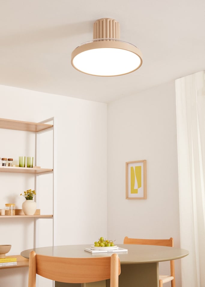 WIND CLEAR SCULPT - Ventilatore da soffitto silenzioso 40W Ø132 cm a pale retrattili con luce LED, Immagine di galleria 1