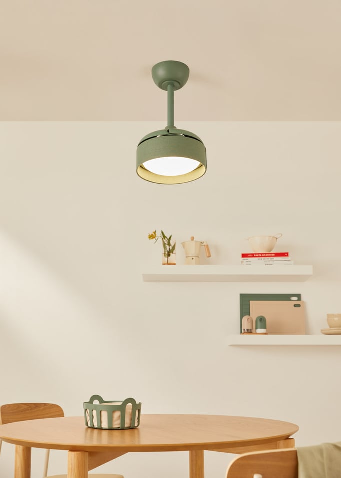 WIND CLEAR LAMP - Ventilatore da soffitto silenzioso da 40W Ø55cm con pale retrattili e luce LED, Immagine di galleria 1