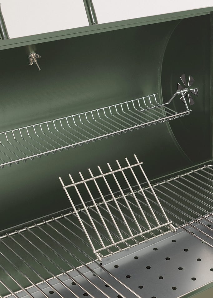 BBQ SMOKEY - Barbecue affumicatore a carbone con ruote, Immagine di galleria 8