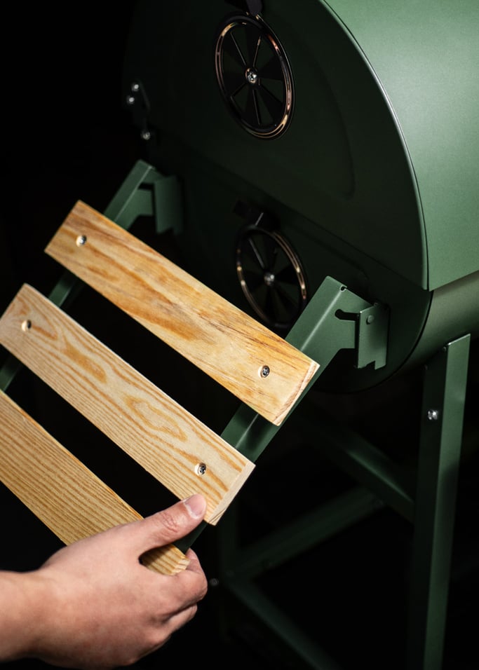 BBQ SMOKEY - Barbecue affumicatore a carbone con ruote, Immagine di galleria 3