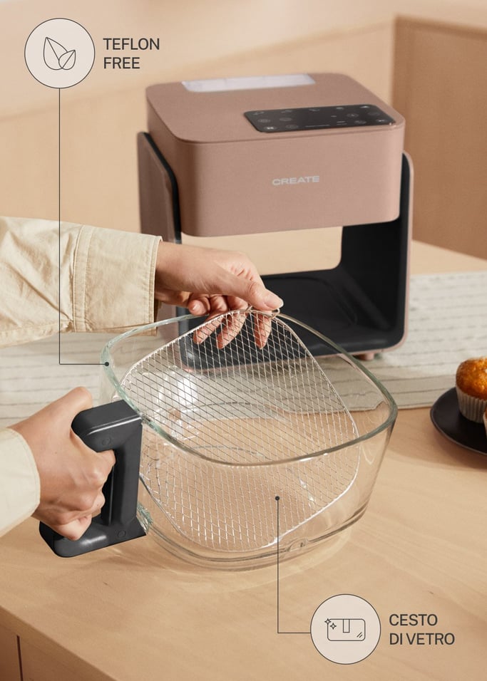 AIR FRYER STUDIO CRYSTAL - Friggitrice ad aria in vetro 4,2 L con vaporizzatore opzionale, Immagine di galleria 2