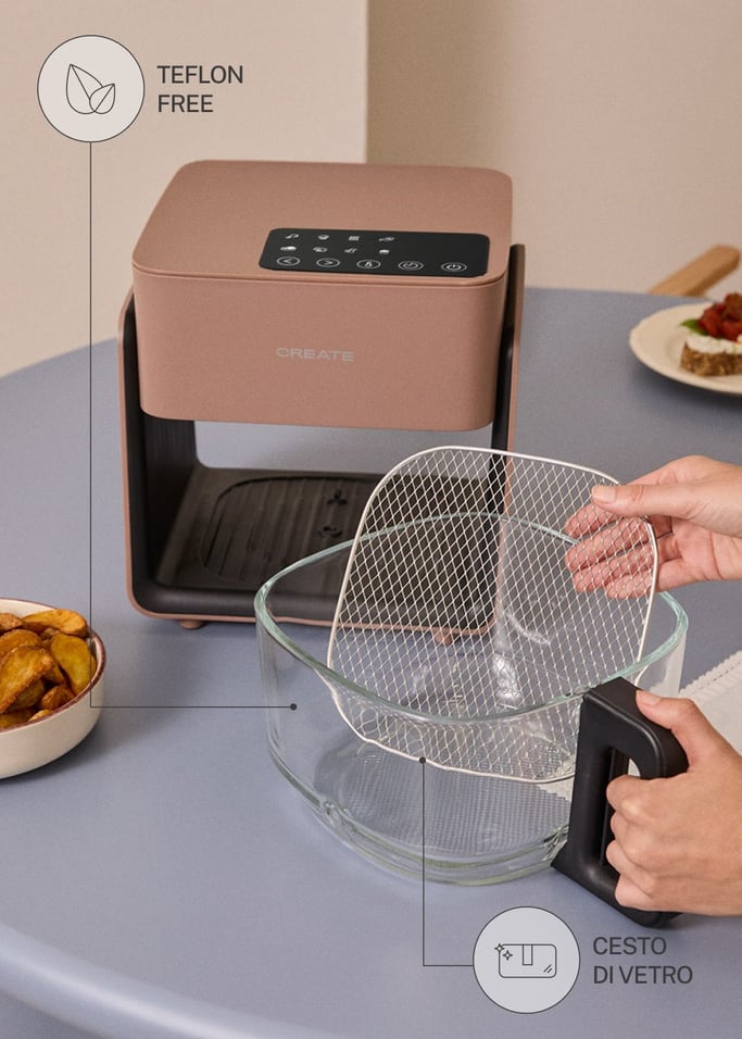AIR FRYER STUDIO CRYSTAL - Friggitrice ad aria in vetro 4,2 L con vaporizzatore opzionale, Immagine di galleria 2