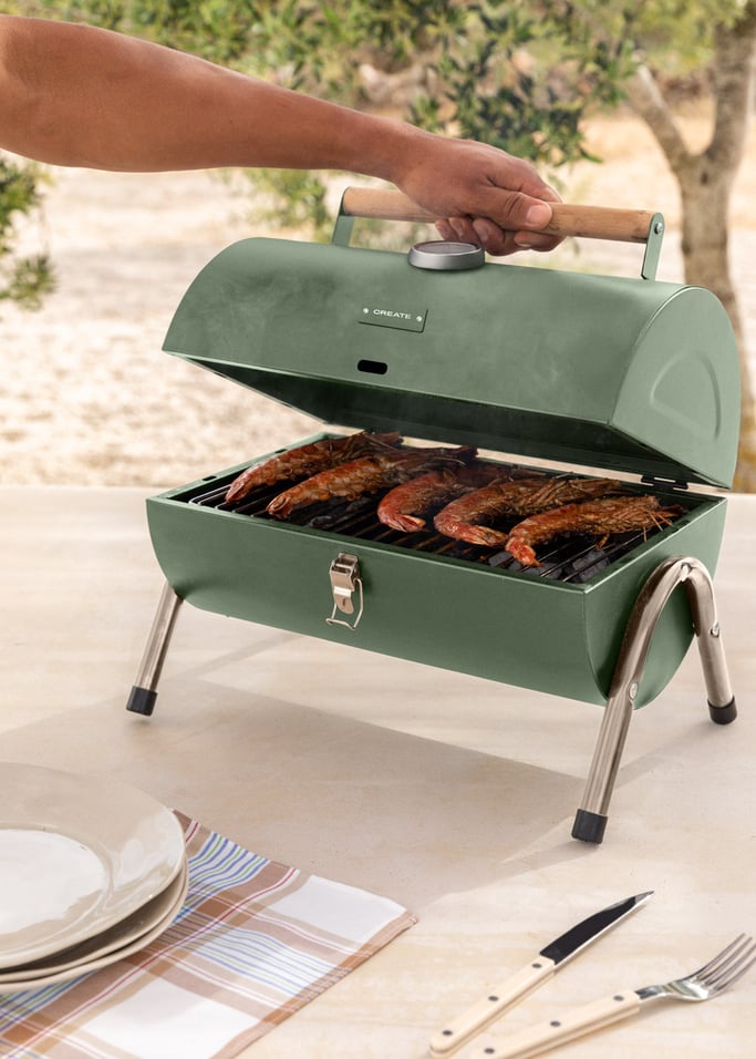 BBQ SMOKEY COMPACT - Barbecue affumicatore a carbone portatile, Immagine di galleria 2