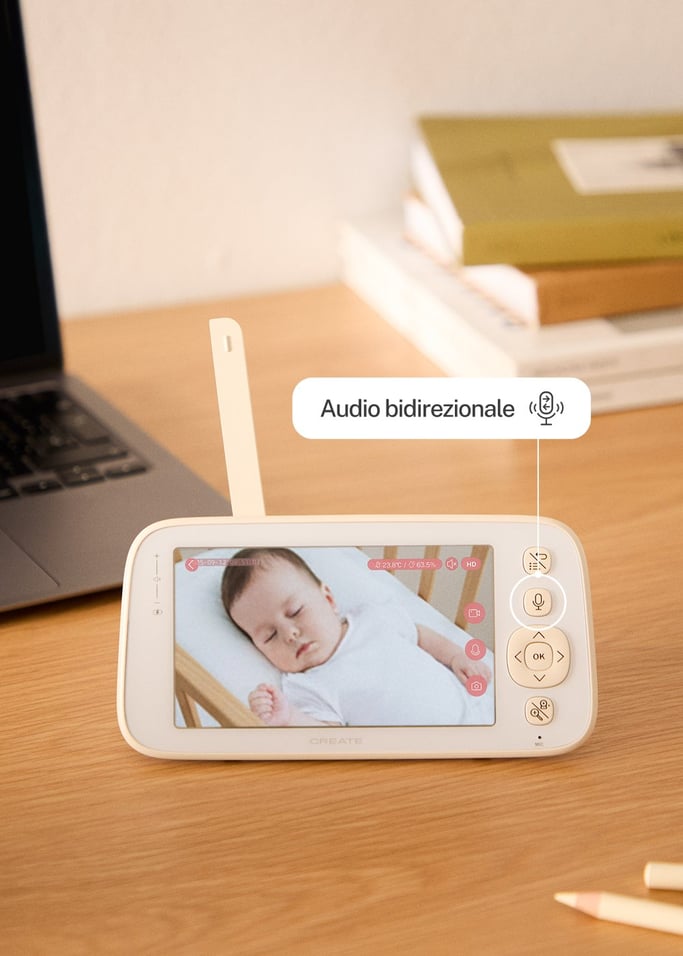 BABY CAM CONNECT PRO - Telecamera di sorveglianza per bambini con Wi-Fi, monitor e audio bidirezionale, Immagine di galleria 4