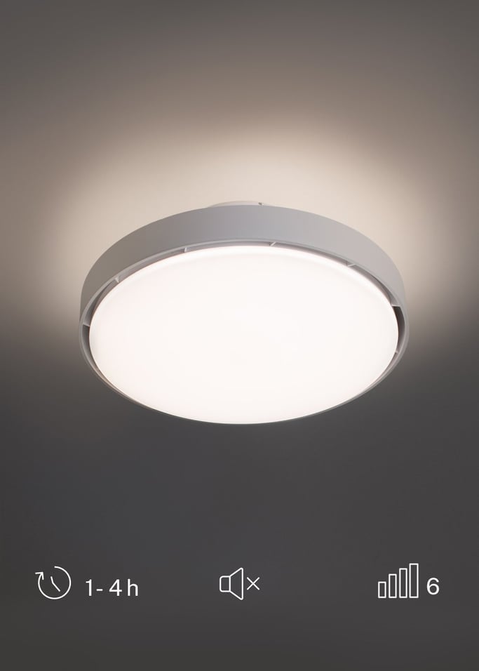 WIND CLEAR BLADELESS - Ventilatore da soffitto silenzioso 56W senza pale Ø50 cm con luce LED nel corpo e luce a lampada, Immagine di galleria 5