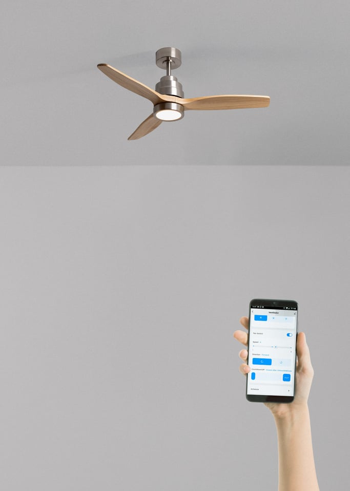 WIND STYLANCE NATURAL WOOD - Ventilatore da soffitto 40W silenzioso 100% legno varie dimensioni, Immagine di galleria 2