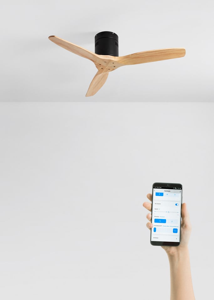 WIND CALM NATURAL WOOD - Ventilatore da soffitto 40W silenzioso 100% legno, Immagine di galleria 2