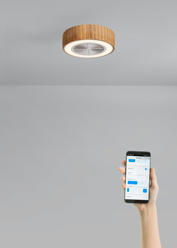 WIND CLEAR EASY - Ventilatore da soffitto silenzioso 40W Ø50 cm con pale nascoste e luce LED, Immagine di galleria 2