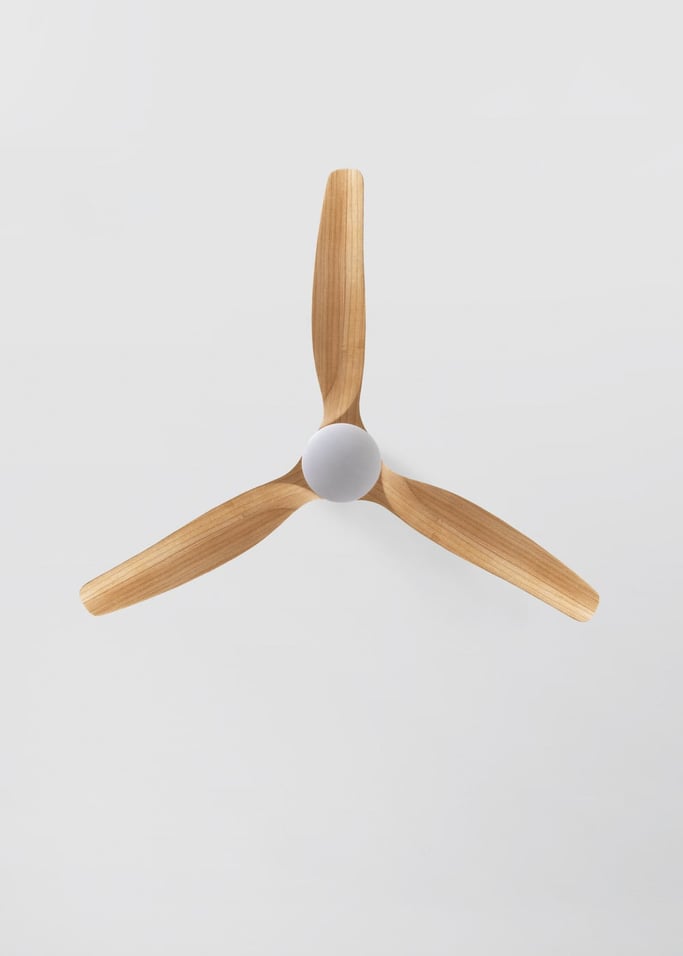 WIND CALM CUSTOM RATTAN - Ventilador de techo 40W silencioso Ø132 cm con luz LED en cuerpo y lámpara, Immagine di galleria 7