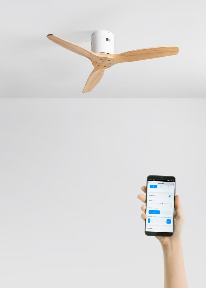 WIND CALM NATURAL WOOD - Ventilatore da soffitto 40W silenzioso 100% legno, Immagine di galleria 2