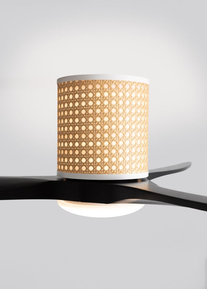 WIND CALM CUSTOM RATTAN - Ventilador de techo 40W silencioso Ø132 cm con luz LED en cuerpo y lámpara, Immagine di galleria 7