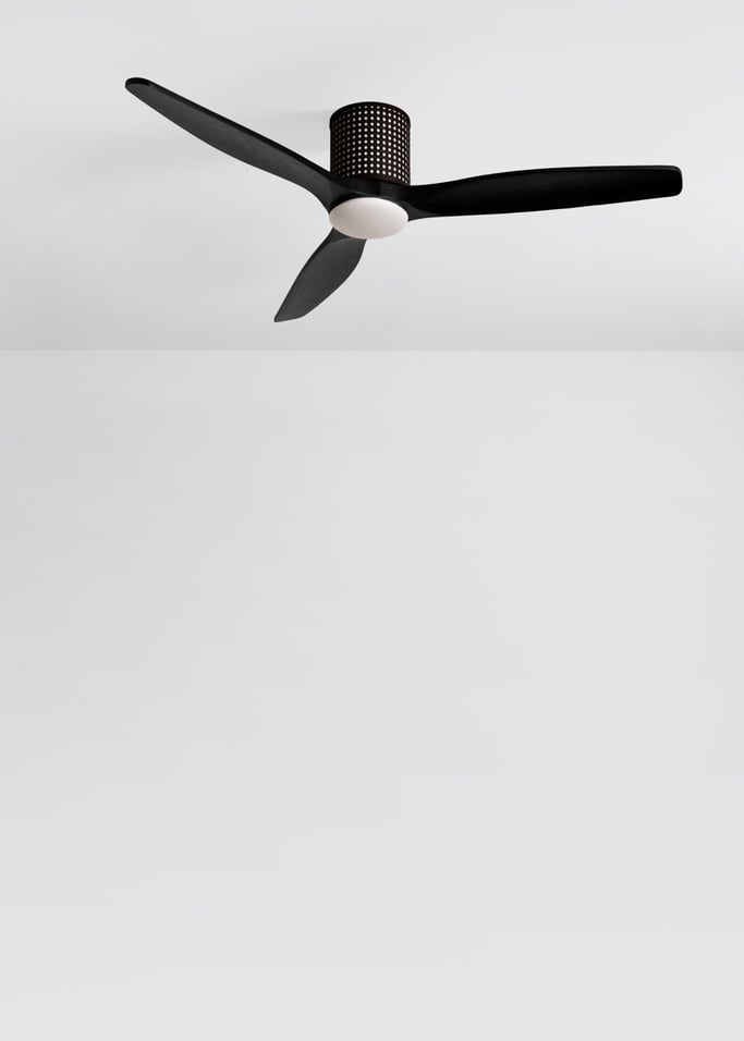 WIND CALM CUSTOM RATTAN - Ventilador de techo 40W silencioso Ø132 cm con luz LED en cuerpo y lámpara, Immagine di galleria 4