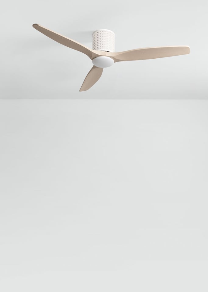 WIND CALM CUSTOM RATTAN - Ventilador de techo 40W silencioso Ø132 cm con luz LED en cuerpo y lámpara, Immagine di galleria 4
