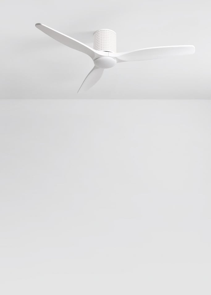 WIND CALM CUSTOM RATTAN - Ventilador de techo 40W silencioso Ø132 cm con luz LED en cuerpo y lámpara, Immagine di galleria 4