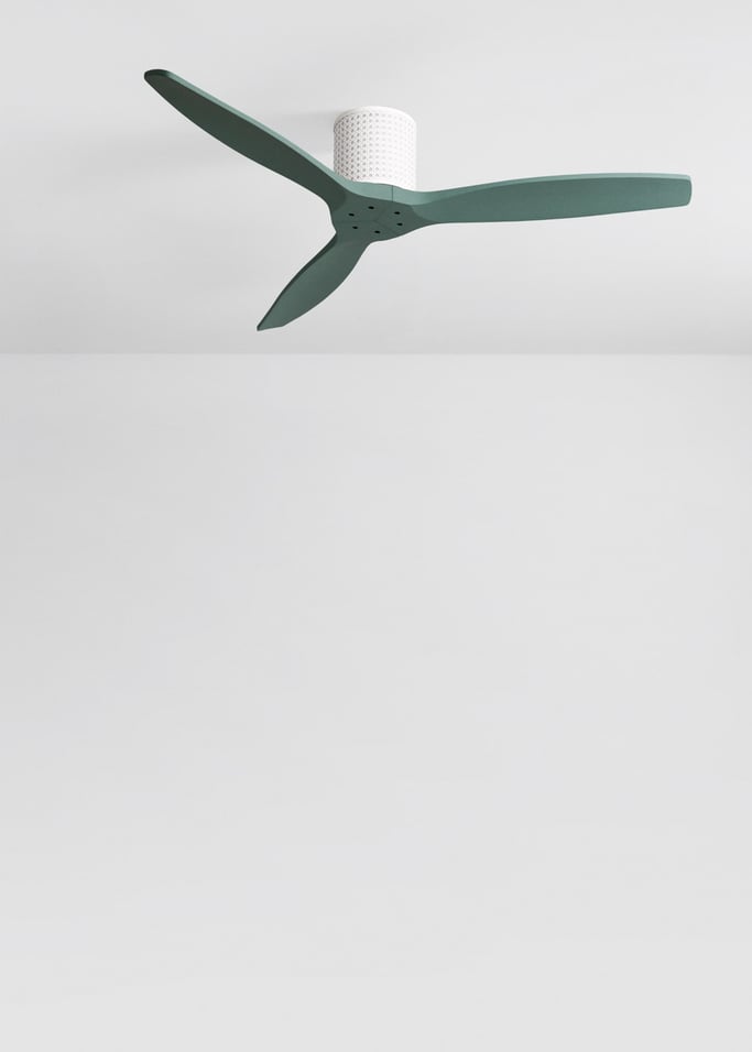 WIND CALM CUSTOM RATTAN - Ventilador de techo 40W silencioso Ø132 cm con luz LED en cuerpo y lámpara, Immagine di galleria 3