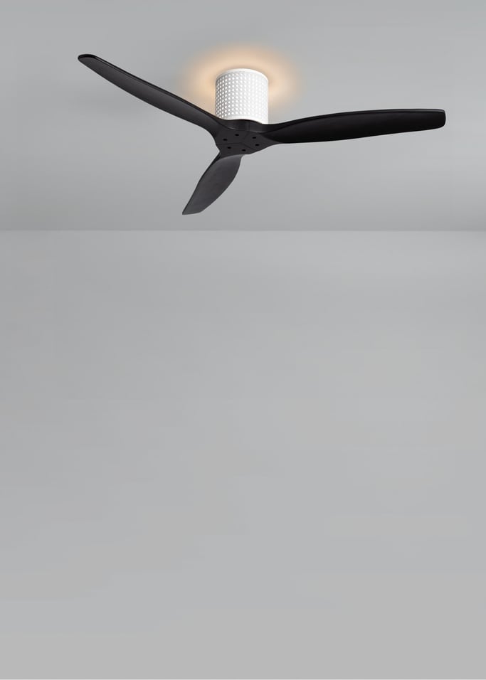 WIND CALM CUSTOM RATTAN - Ventilador de techo 40W silencioso Ø132 cm con luz LED en cuerpo y lámpara, Immagine di galleria 2