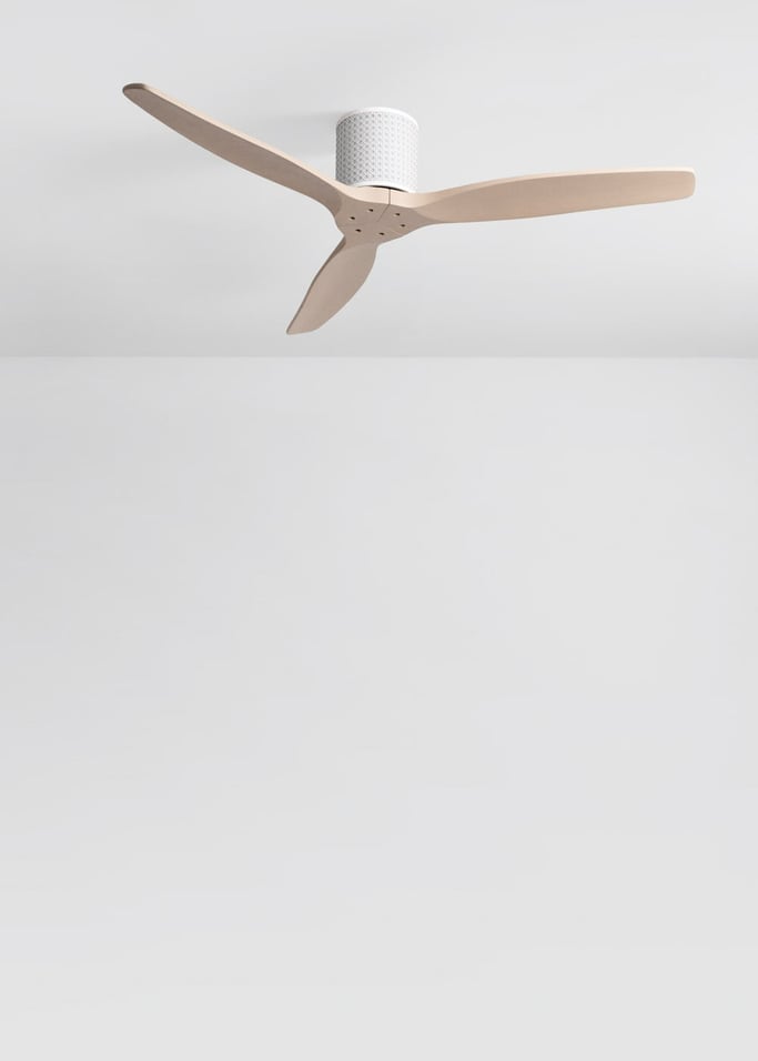 WIND CALM CUSTOM RATTAN - Ventilador de techo 40W silencioso Ø132 cm con luz LED en cuerpo y lámpara, Immagine di galleria 3