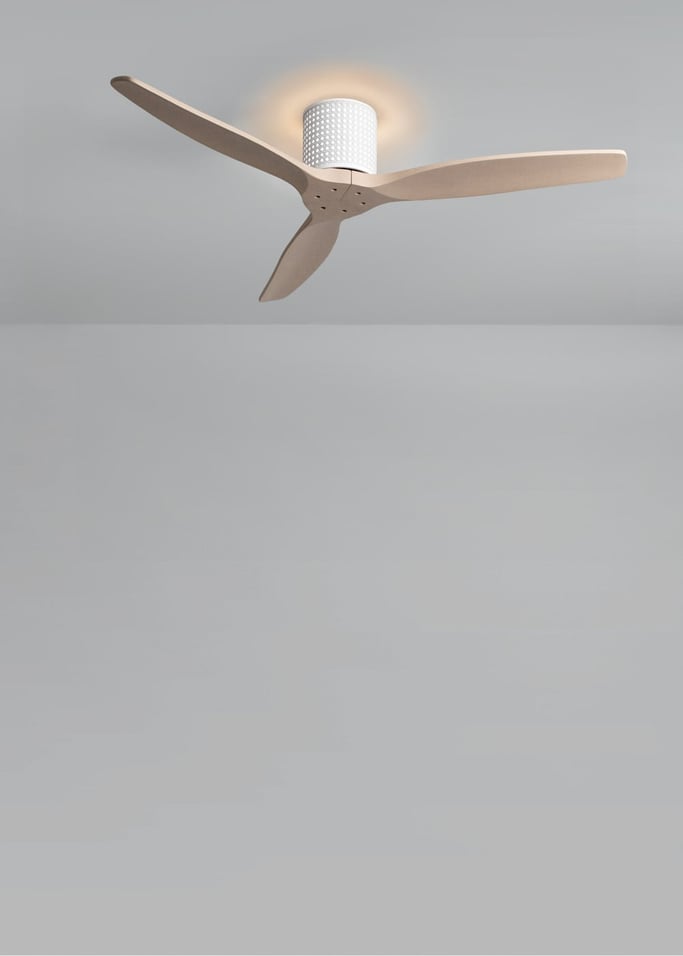 WIND CALM CUSTOM RATTAN - Ventilador de techo 40W silencioso Ø132 cm con luz LED en cuerpo y lámpara, Immagine di galleria 2