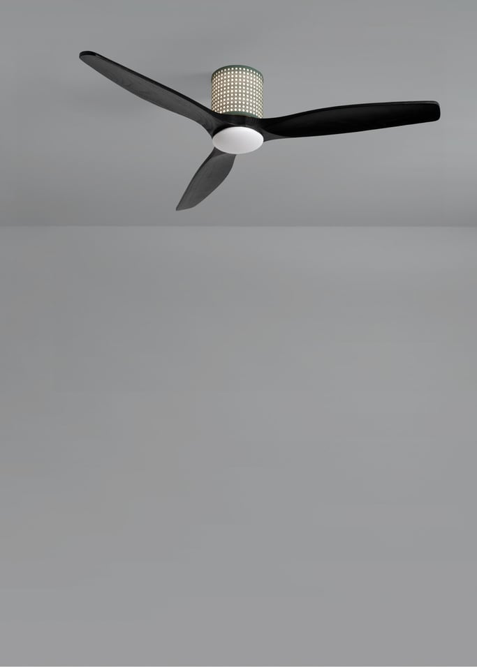 WIND CALM CUSTOM RATTAN - Ventilador de techo 40W silencioso Ø132 cm con luz LED en cuerpo y lámpara, Immagine di galleria 5
