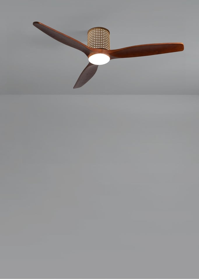 WIND CALM CUSTOM RATTAN - Ventilador de techo 40W silencioso Ø132 cm con luz LED en cuerpo y lámpara, Immagine di galleria 3