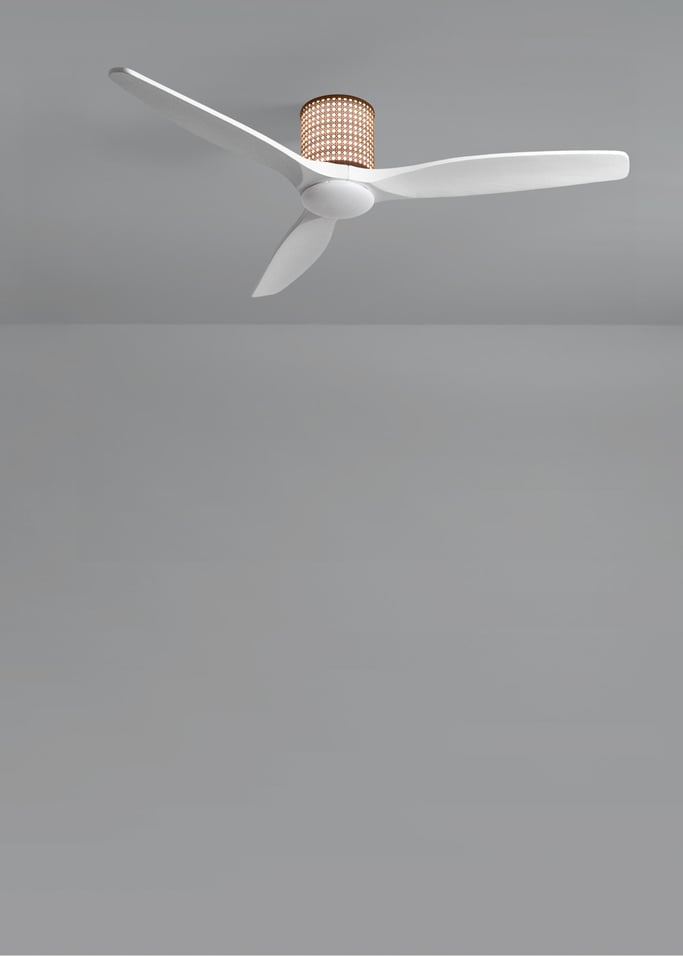 WIND CALM CUSTOM RATTAN - Ventilador de techo 40W silencioso Ø132 cm con luz LED en cuerpo y lámpara, Immagine di galleria 4