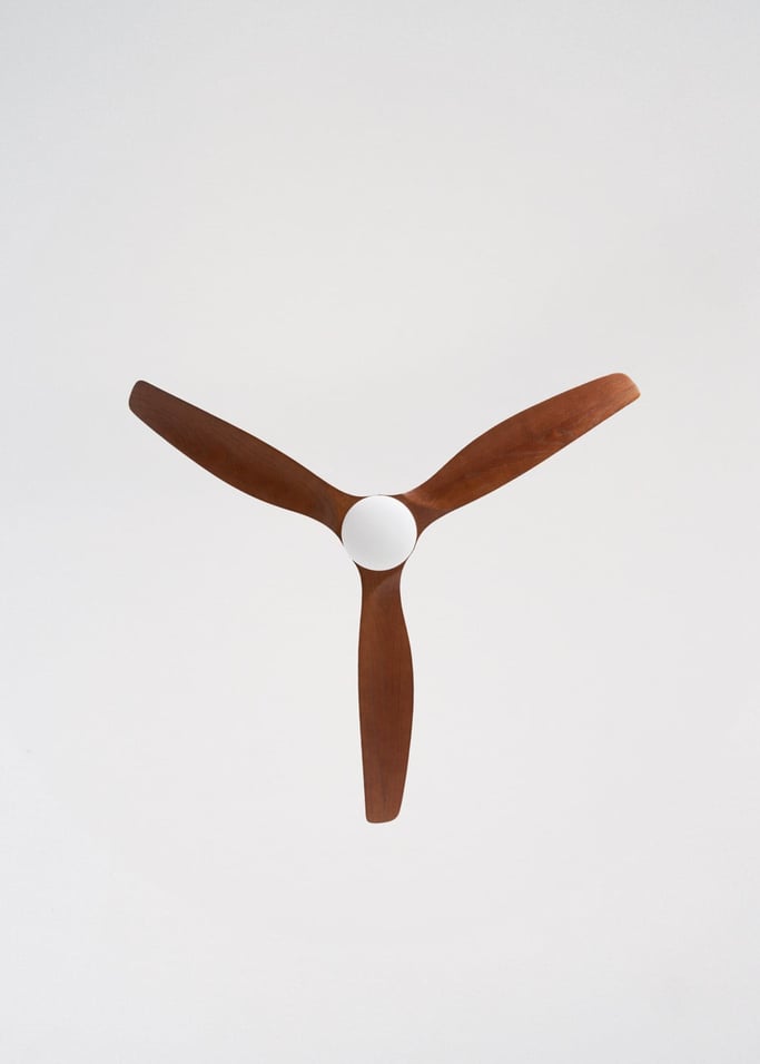 WIND CALM CUSTOM RATTAN - Ventilador de techo 40W silencioso Ø132 cm con luz LED en cuerpo y lámpara, Immagine di galleria 6