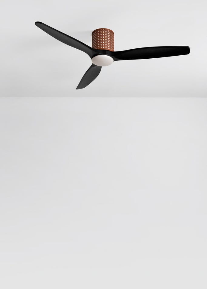 WIND CALM CUSTOM RATTAN - Ventilador de techo 40W silencioso Ø132 cm con luz LED en cuerpo y lámpara, Immagine di galleria 5