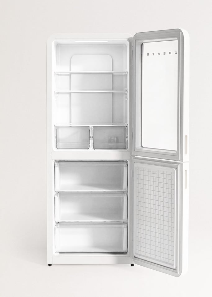 FRIDGE RETRO KNOCK KNOCK 401L - Frigorifero combinato No Frost da 401 L con finestra di visualizzazione in stile retrò, Immagine di galleria 7