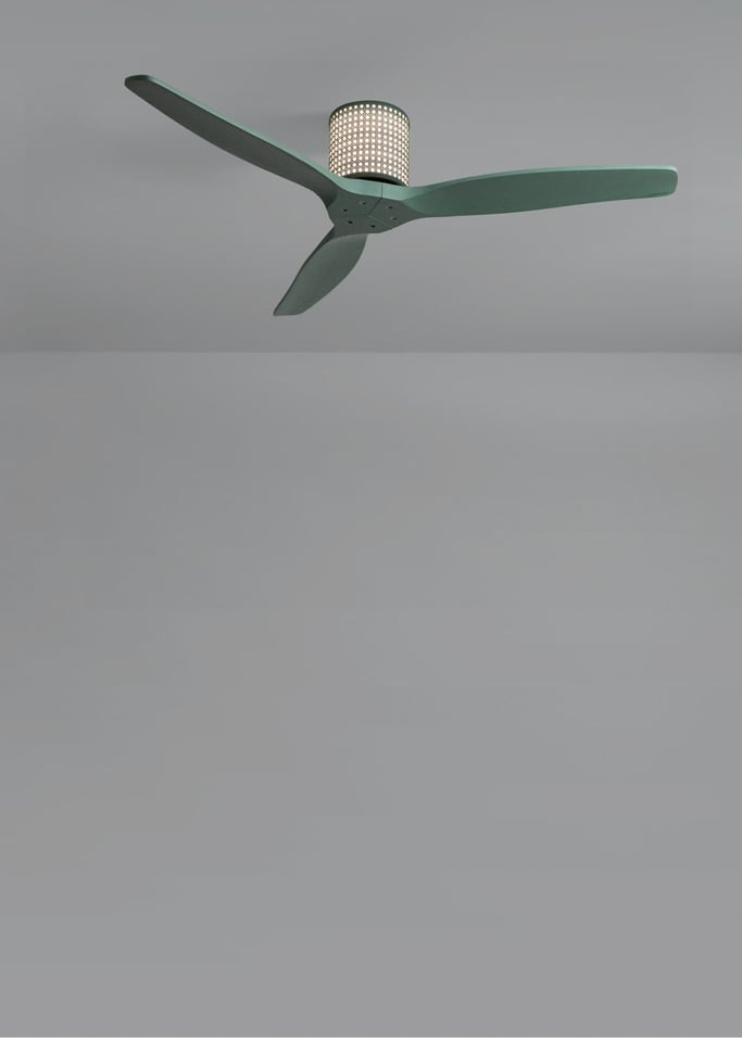 WIND CALM CUSTOM RATTAN - Ventilador de techo 40W silencioso Ø132 cm con luz LED en cuerpo y lámpara, Immagine di galleria 4