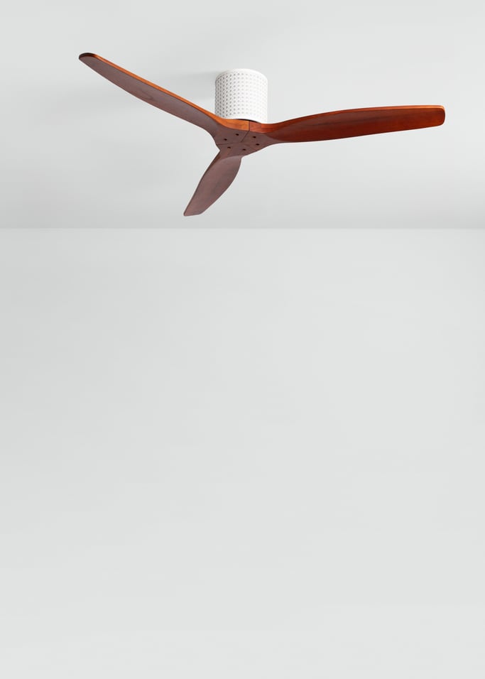 WIND CALM CUSTOM RATTAN - Ventilador de techo 40W silencioso Ø132 cm con luz LED en cuerpo y lámpara, Immagine di galleria 2