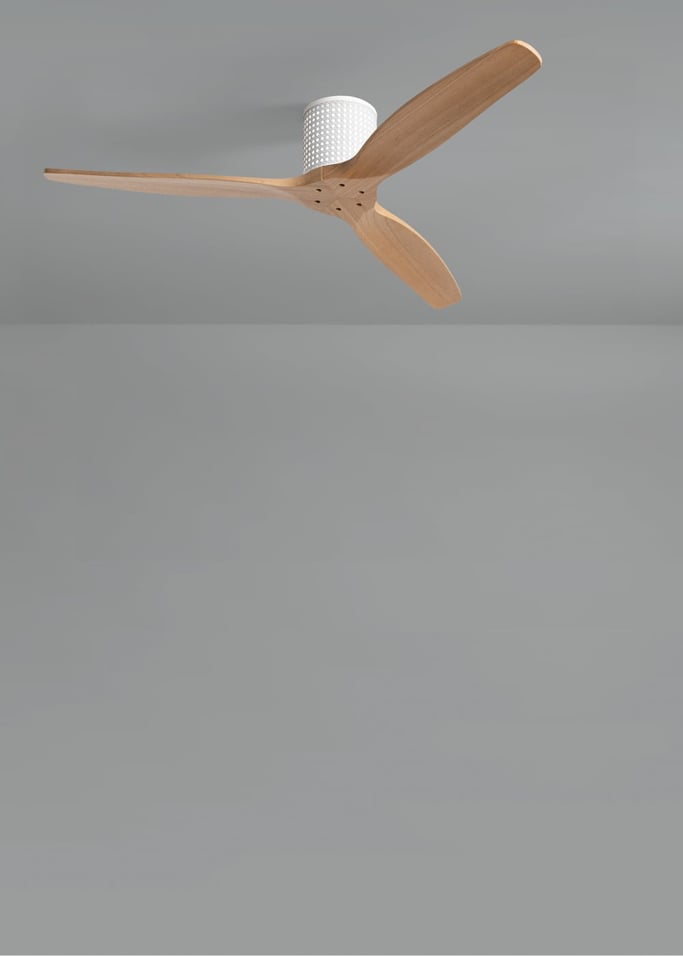 WIND CALM CUSTOM RATTAN - Ventilador de techo 40W silencioso Ø132 cm con luz LED en cuerpo y lámpara, Immagine di galleria 2