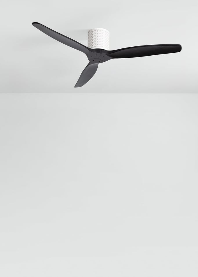 WIND CALM CUSTOM RATTAN - Ventilador de techo 40W silencioso Ø132 cm con luz LED en cuerpo y lámpara, Immagine di galleria 2