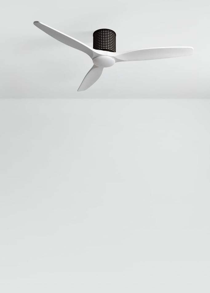WIND CALM CUSTOM RATTAN - Ventilador de techo 40W silencioso Ø132 cm con luz LED en cuerpo y lámpara, Immagine di galleria 3