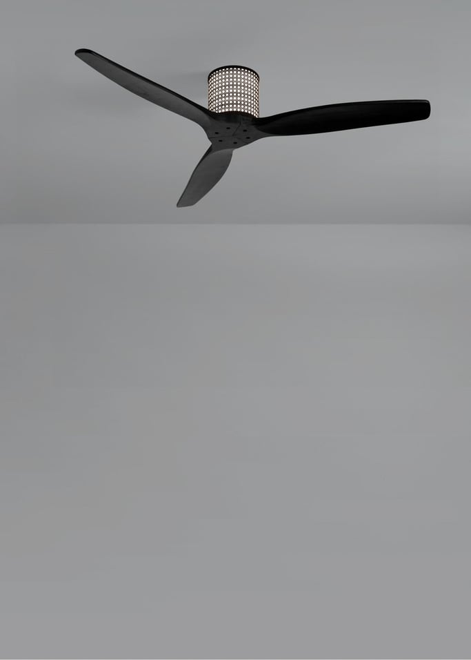 WIND CALM CUSTOM RATTAN - Ventilador de techo 40W silencioso Ø132 cm con luz LED en cuerpo y lámpara, Immagine di galleria 5