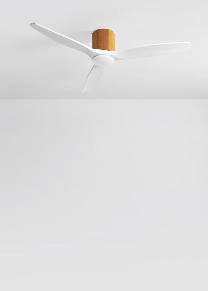 WIND CALM CUSTOM WOVEN - Ventilatore da soffitto silenzioso 40W Ø132 cm in legno 100% con luce LED, Immagine di galleria 2