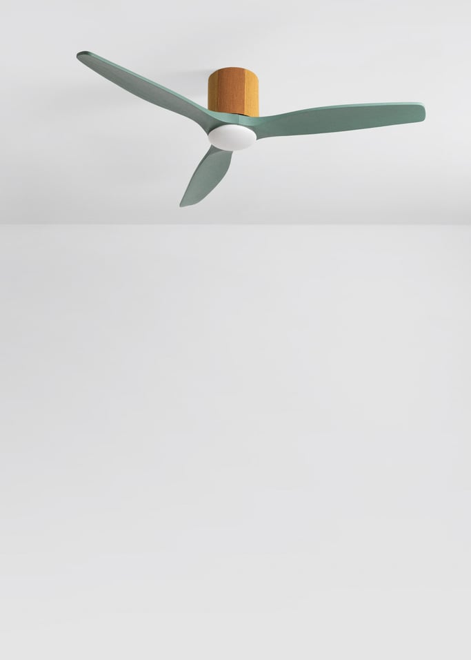 WIND CALM CUSTOM WOVEN - Ventilatore da soffitto silenzioso 40W Ø132 cm in legno 100% con luce LED, Immagine di galleria 2