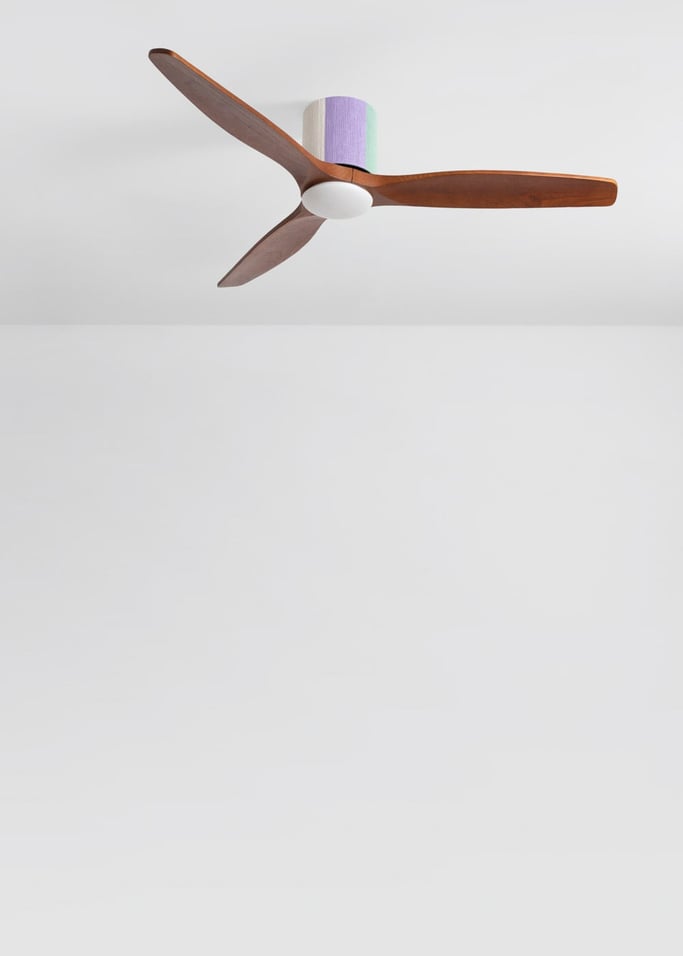 WIND CALM CUSTOM WOVEN - Ventilatore da soffitto silenzioso 40W Ø132 cm in legno 100% con luce LED, Immagine di galleria 2