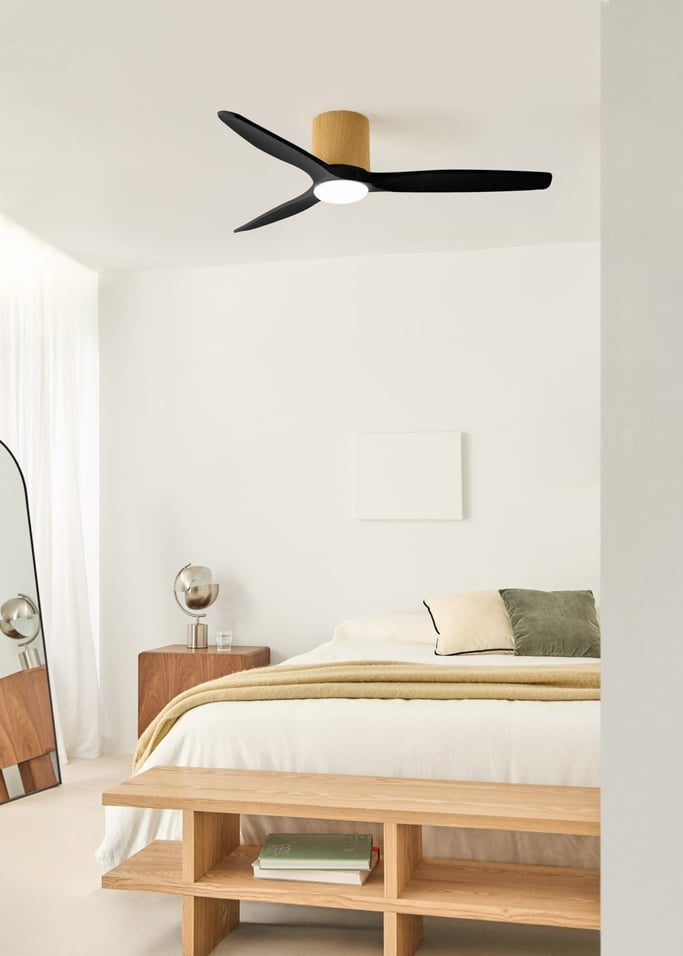 WIND CALM CUSTOM WOVEN - Ventilatore da soffitto silenzioso 40W Ø132 cm in legno 100% con luce LED, Immagine di galleria 1