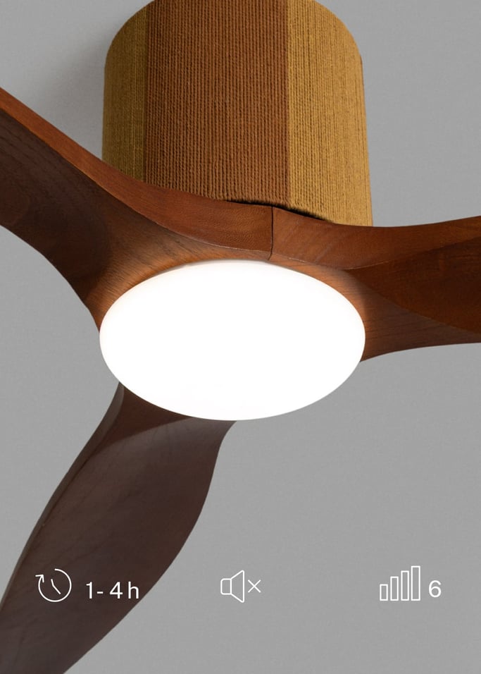 WIND CALM CUSTOM WOVEN - Ventilatore da soffitto silenzioso 40W Ø132 cm in legno 100% con luce LED, Immagine di galleria 3