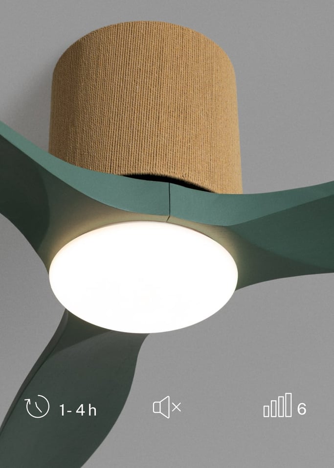 WIND CALM CUSTOM WOVEN - Ventilatore da soffitto silenzioso 40W Ø132 cm in legno 100% con luce LED, Immagine di galleria 3