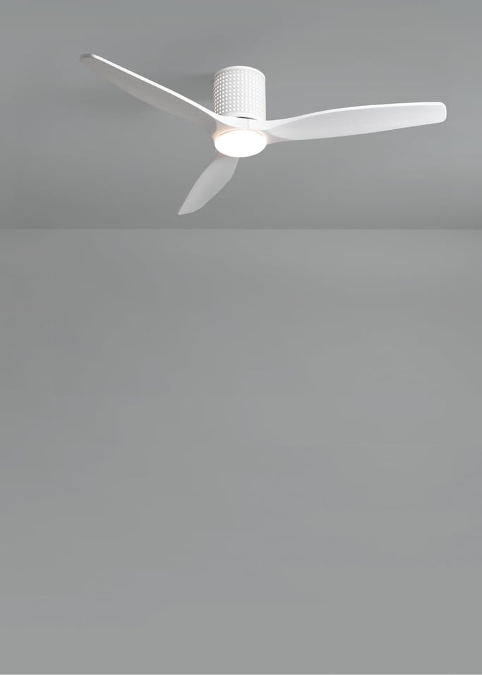 WIND CALM CUSTOM RATTAN - Ventilador de techo 40W silencioso Ø132 cm con luz LED en cuerpo y lámpara, Immagine di galleria 5