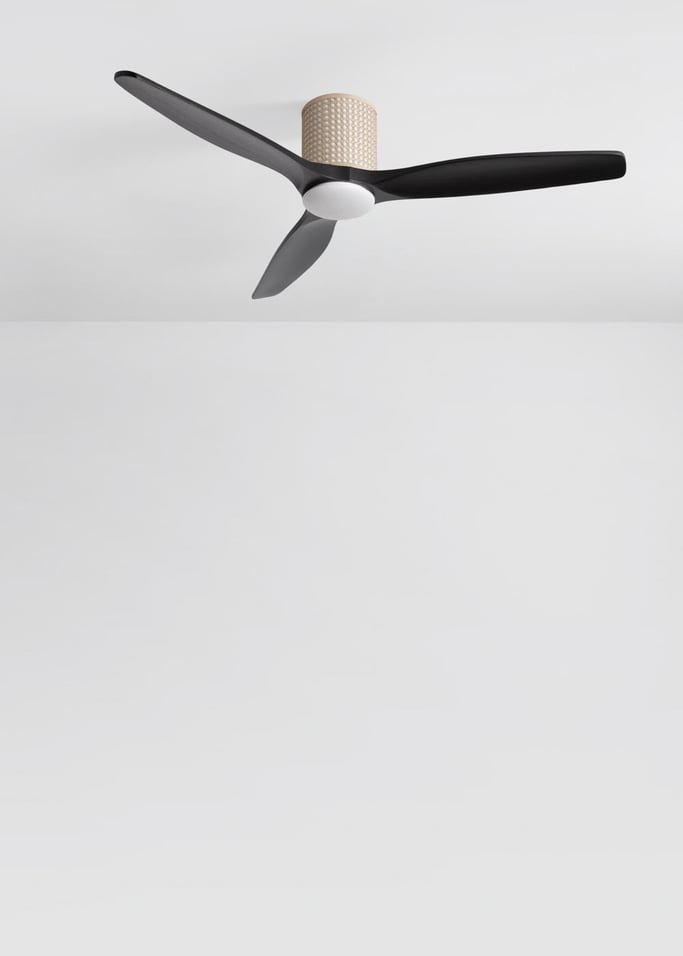WIND CALM CUSTOM RATTAN - Ventilador de techo 40W silencioso Ø132 cm con luz LED en cuerpo y lámpara, Immagine di galleria 2