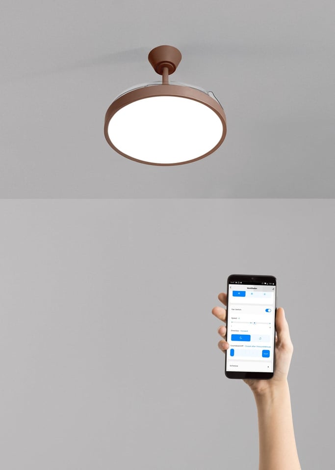 WIND CLEAR STUDIO - Ventilatore da soffitto 40W silenzioso con pale retrattili e luce LED, varie dimensioni, Immagine di galleria 2