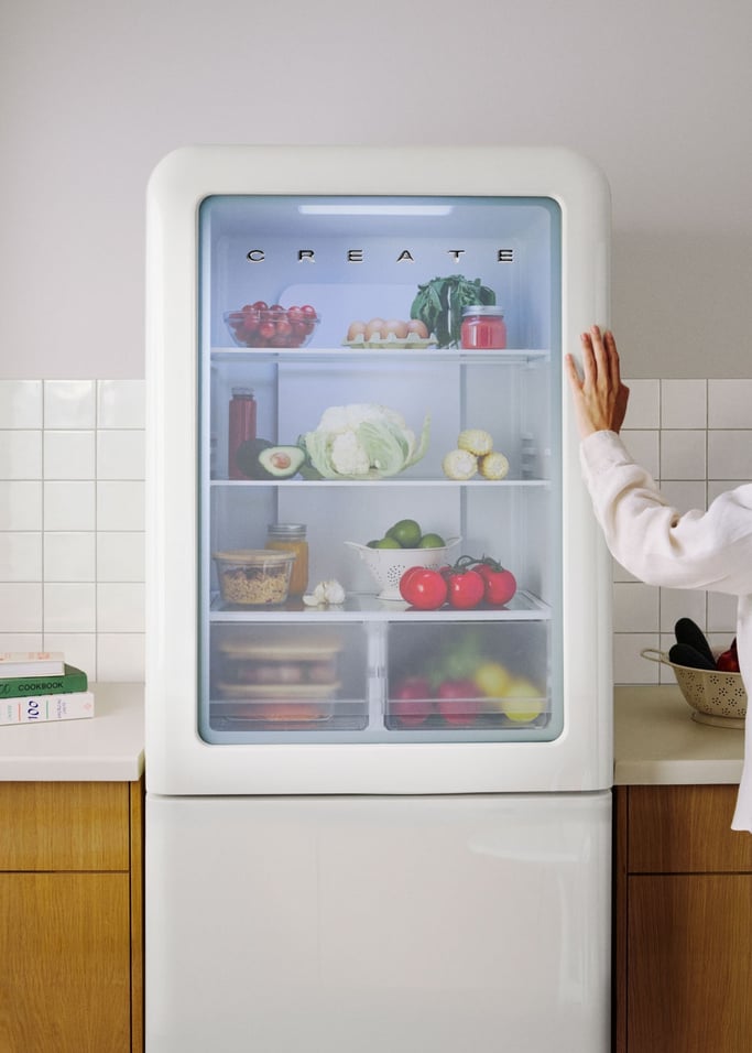 FRIDGE RETRO KNOCK KNOCK 401L - Bussa alla porta per vedere l'interno senza aprire il frigorifero, Immagine di galleria 5